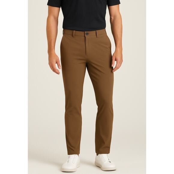State And Liberty Pants Mens 38x30 Brown Athletic Fit Stretch Tech Chinos - Picture 1 of 13